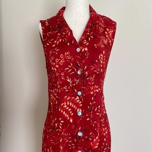 Red Floral Button Down Maxi Dress Size 6